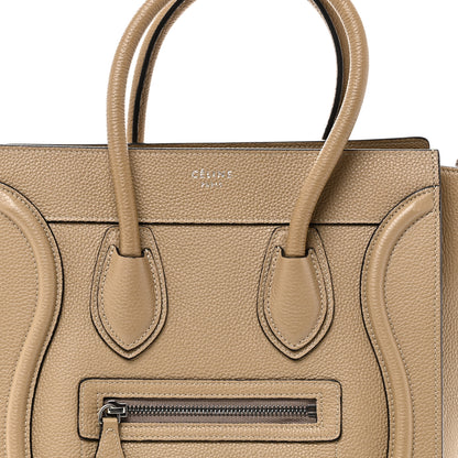 Celine Drummed Calfskin Micro Luggage Dune 7 of 9