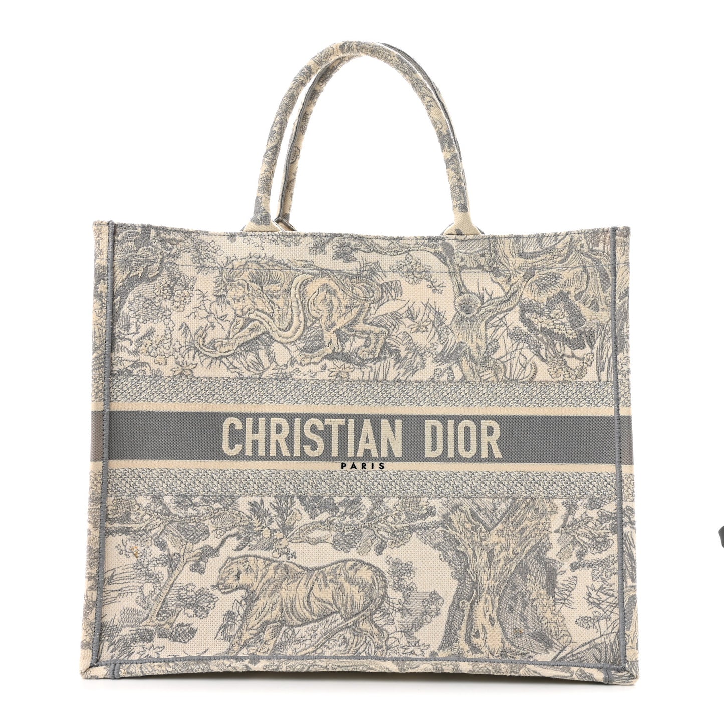 Canvas Embroidered Large Dioriviera Toile De Jouy Book Tote Gray