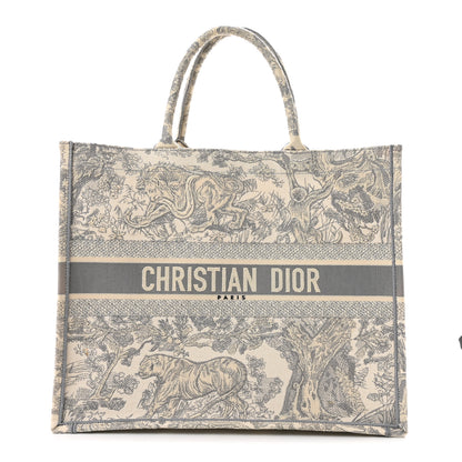 Christian Dior Canvas Embroidered Large Dioriviera Toile De Jouy Book Tote Gray 1 of 11