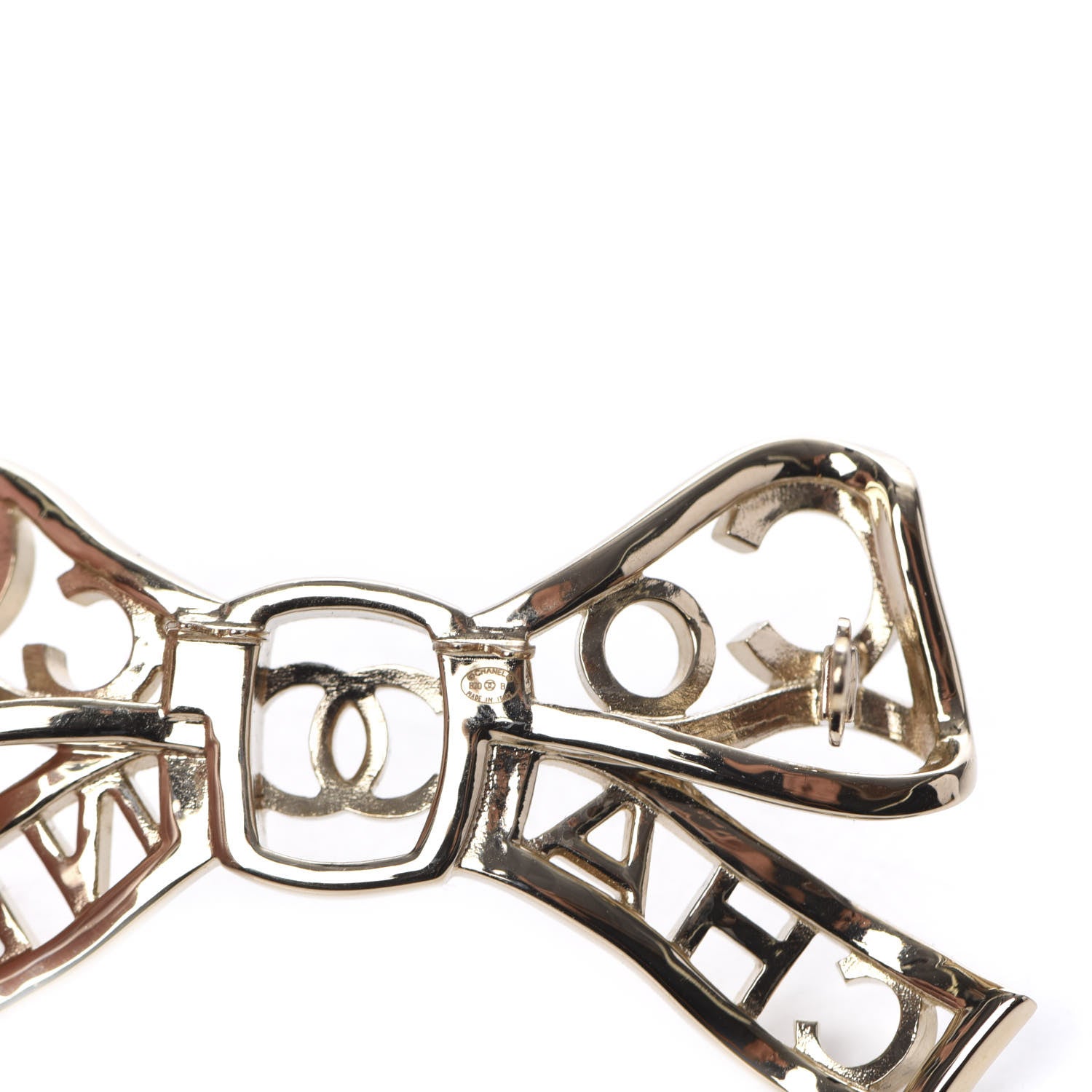 Chanel Metal Crystal Bow-tiful CC Hair Clip Gold 3 of 5
