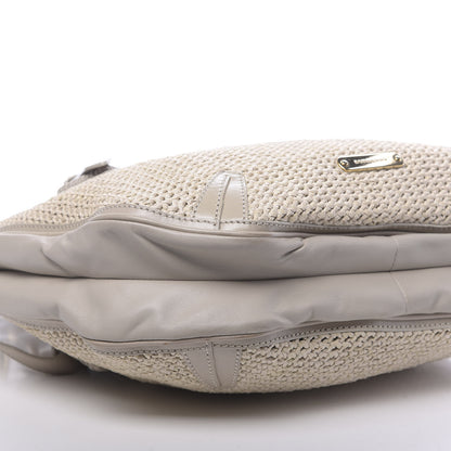 Burberry Calfskin Raffia Shoulder Bag Light Beige 11 of 14