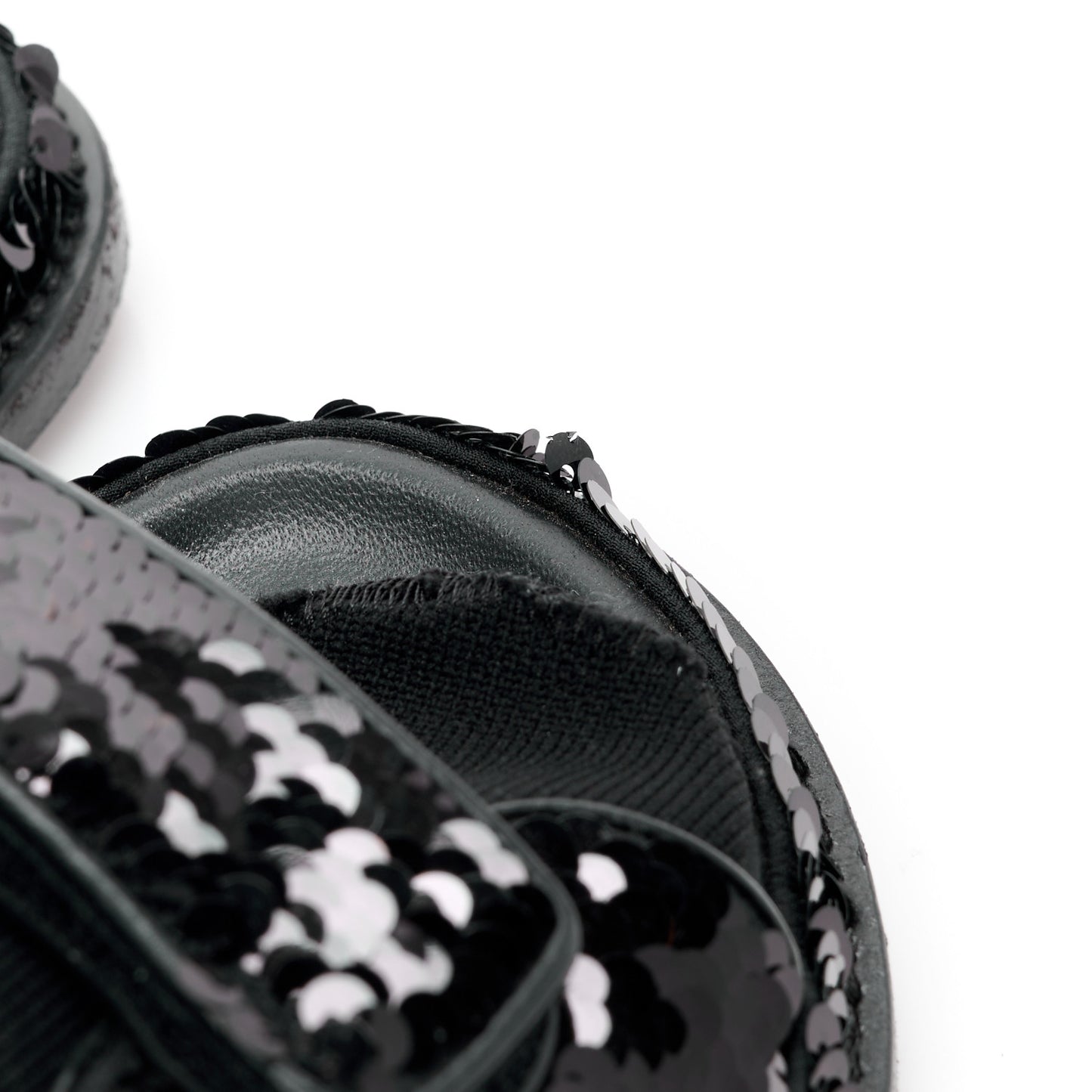Sequin Knit Velcro Dad Sandals 38 Black