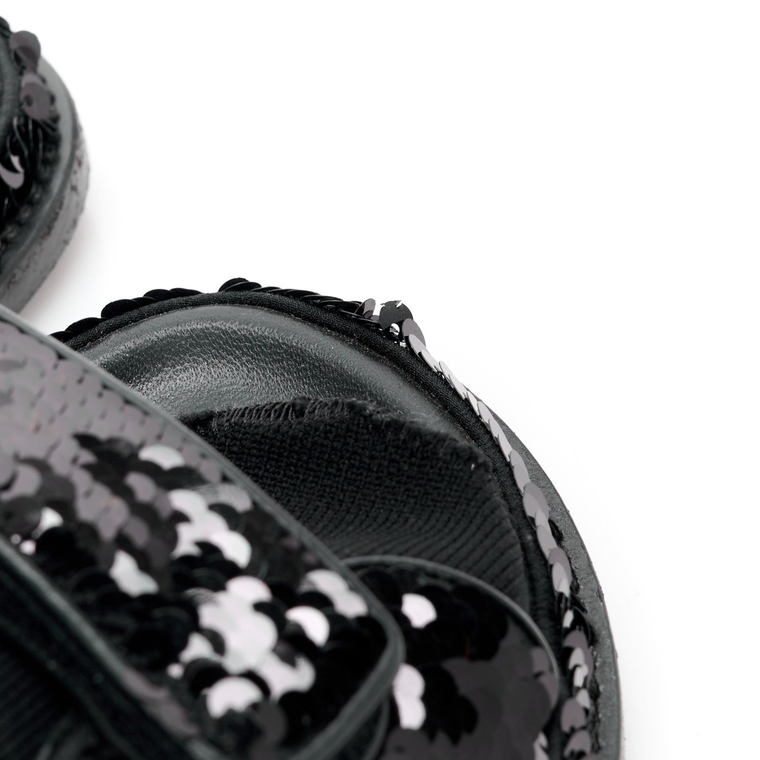 Chanel Sequin Knit Velcro Dad Sandals 38 Black 5 of 12