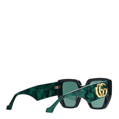 Gucci Acetate Square Frame Sunglasses GG0956S Green Black 3 of 7