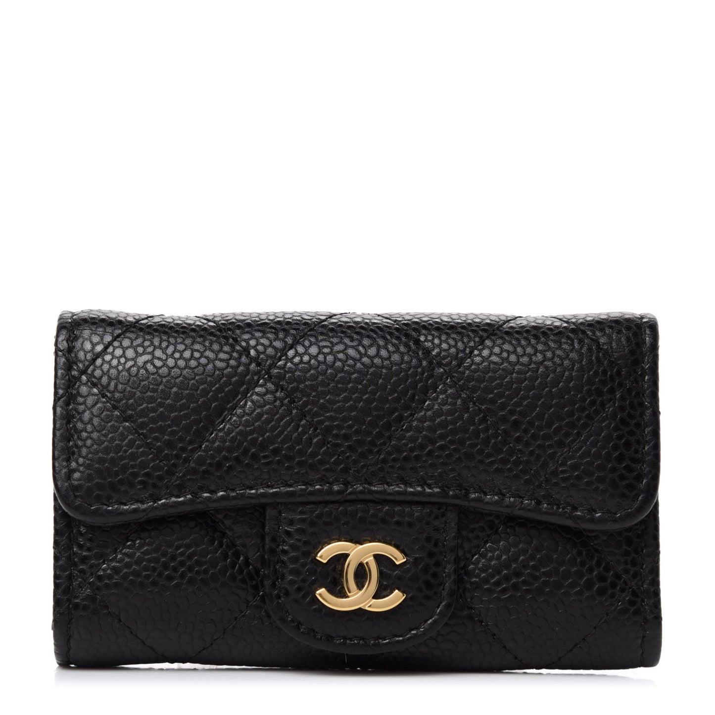 Caviar Quilted 6 Key Holder Black