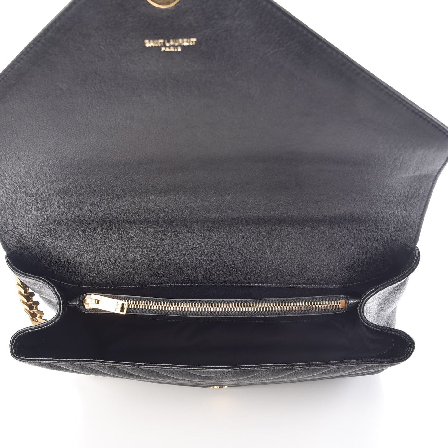 Sheepskin Matelasse Chevron Monogram Large College Satchel Black