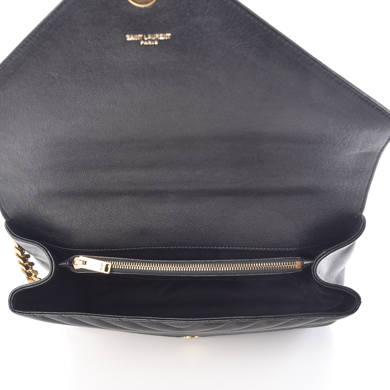 Saint Laurent Sheepskin Matelasse Chevron Monogram Large College Satchel Black 5 of 7