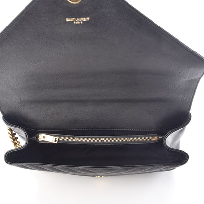 Saint Laurent Sheepskin Matelasse Chevron Monogram Large College Satchel Black 5 of 7