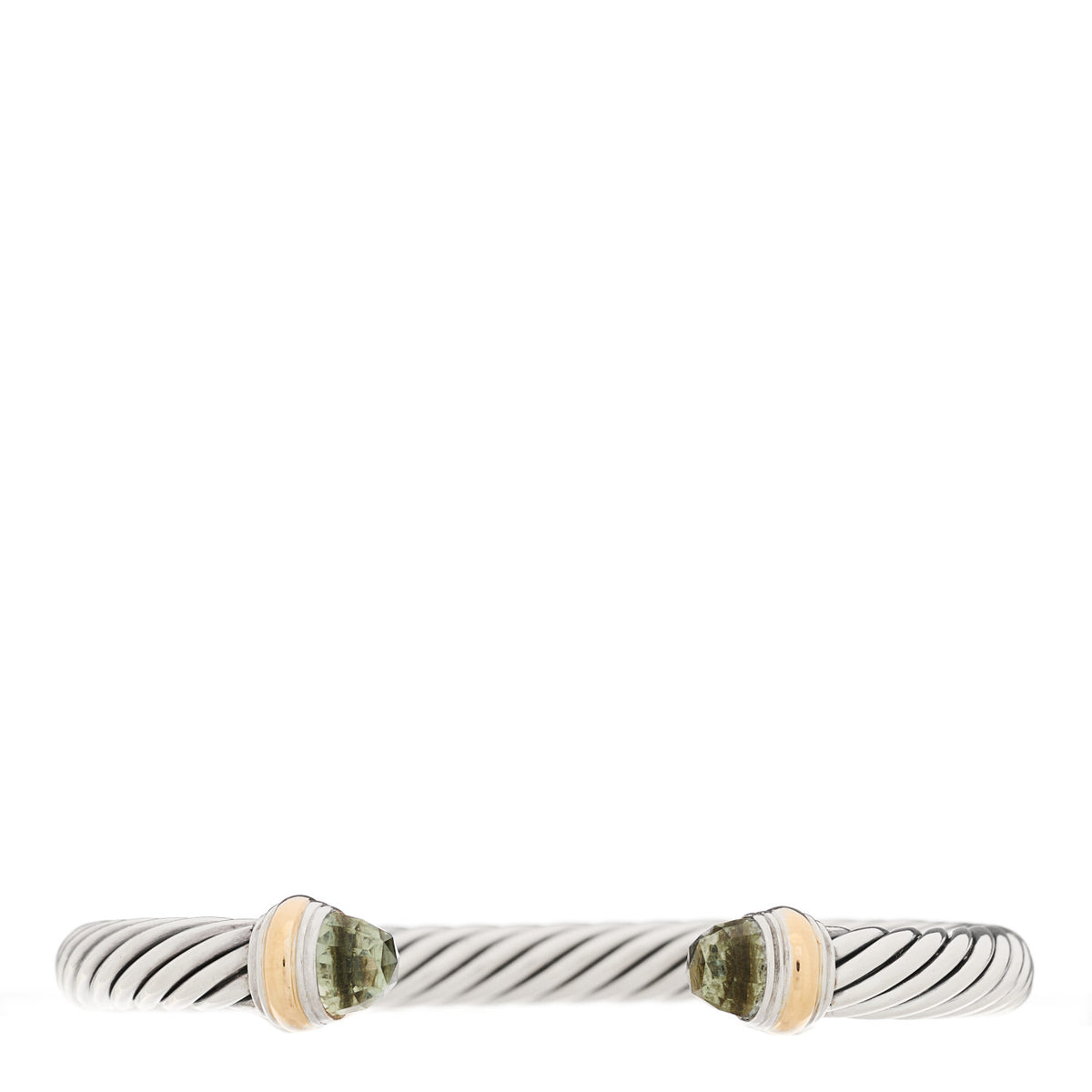 Sterling Silver 14K Yellow Gold Prasiolite 7mm Cable Classics Bracelet
