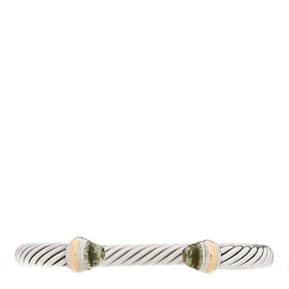David Yurman Sterling Silver 14K Yellow Gold Prasiolite 7mm Cable Classics Bracelet 1 of 3