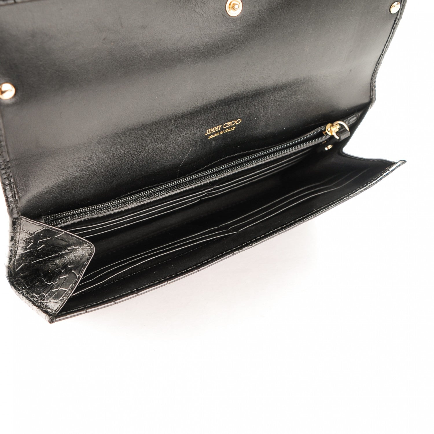 Jimmy Choo Patent Crocodile Embossed Reese Clutch Black 6 of 7