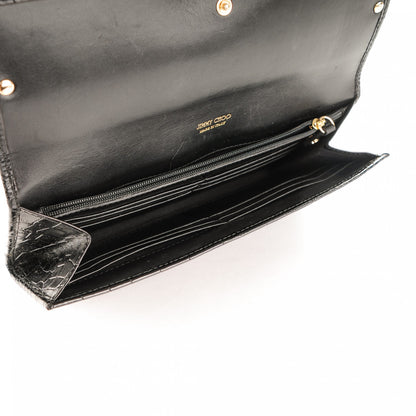 Jimmy Choo Patent Crocodile Embossed Reese Clutch Black 6 of 7