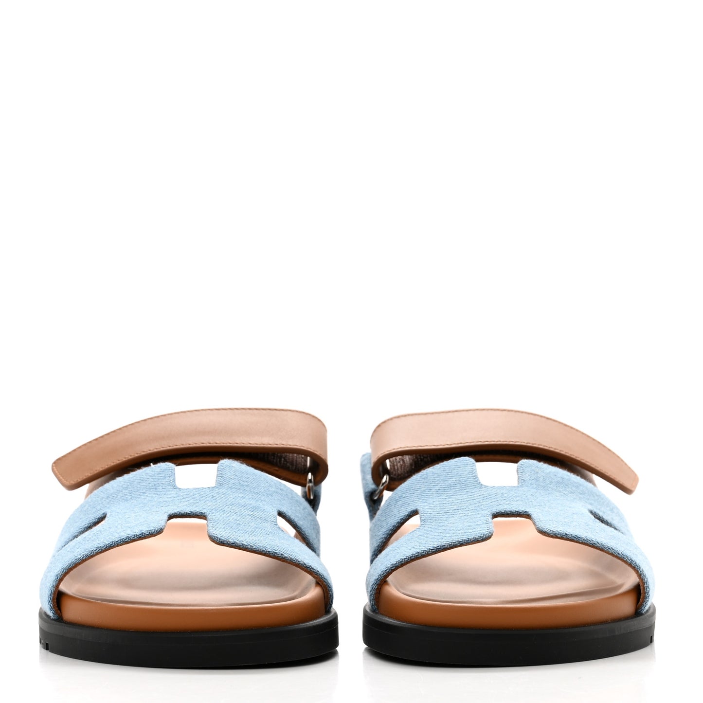 Denim Calfskin Womens Chypre Sandals 37.5 Bleu Clair Naturel