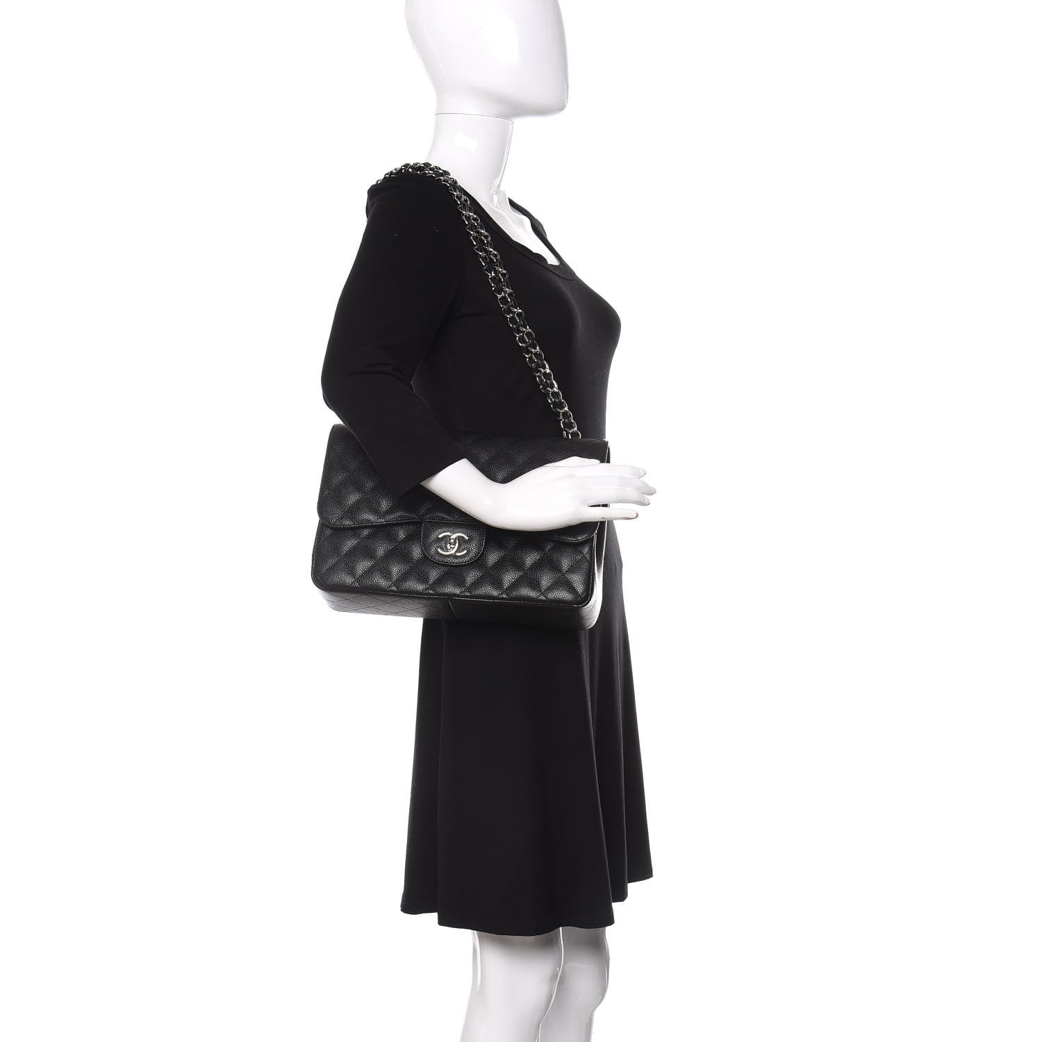 Chanel Caviar Quilted Jumbo Double Flap Black 2 of 12