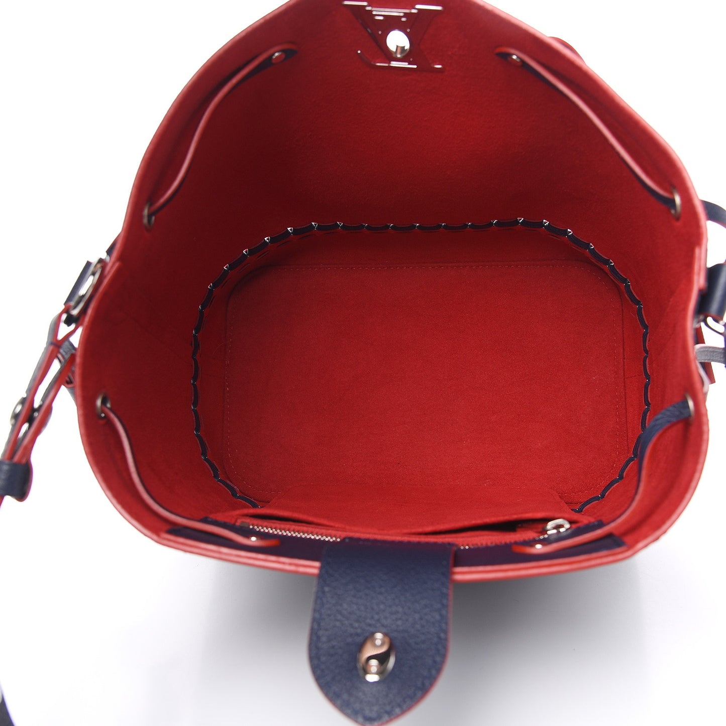 Soft Calfskin Braided Lockme Bucket Marine Rouge