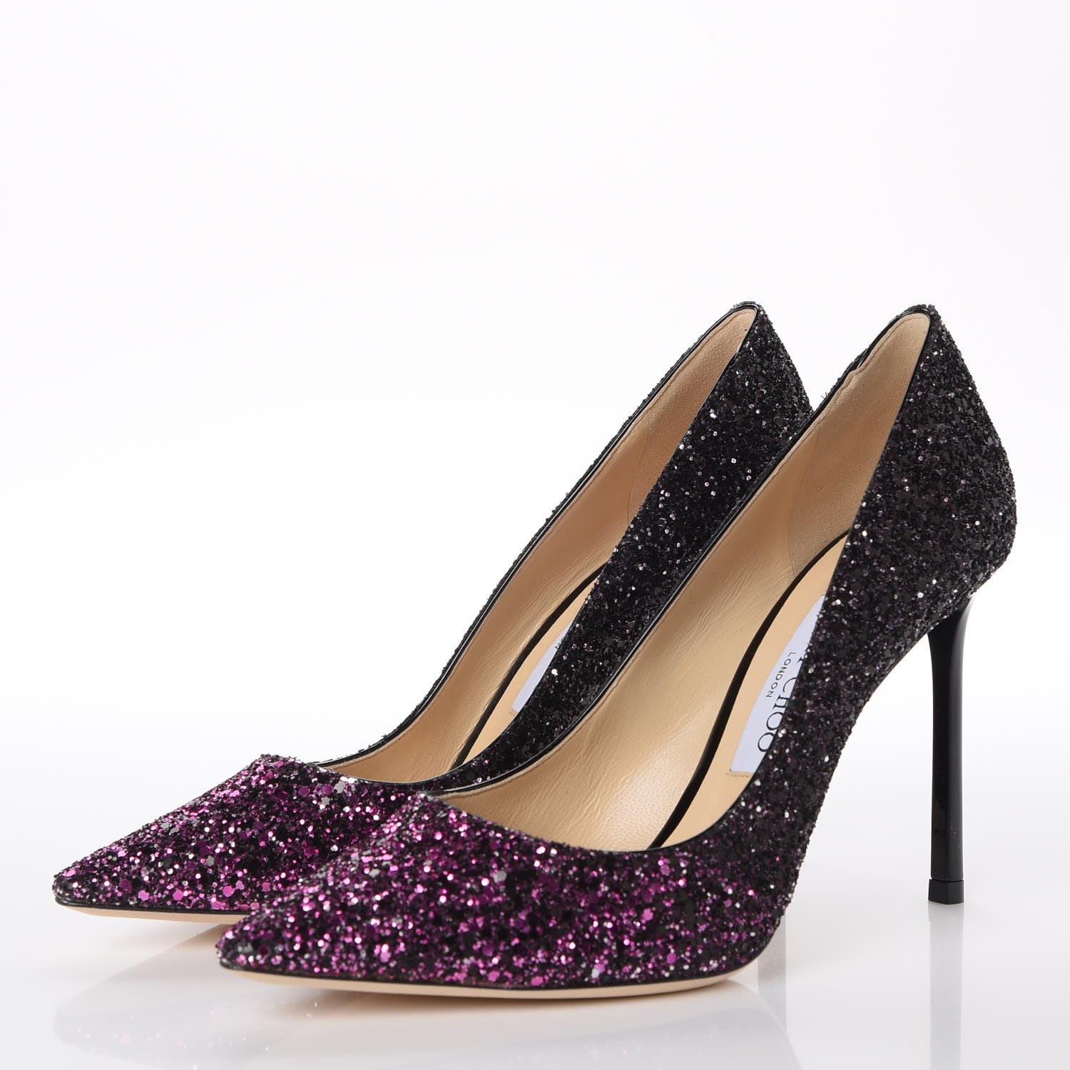 Jimmy Choo Coarse Glitter Degrade Romy 100 Pumps 37.5 Pink Black 3 of 10