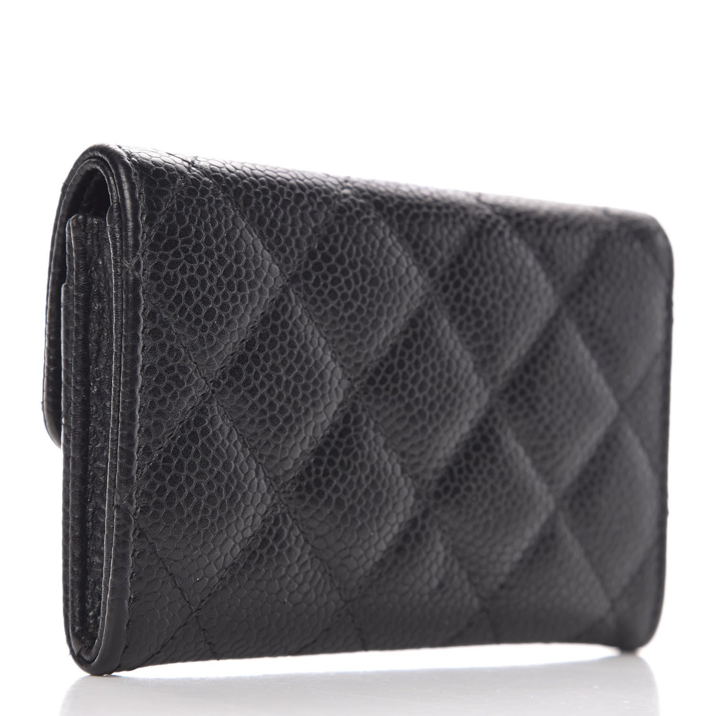 Caviar Quilted Flap Card Holder Black