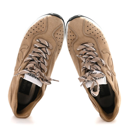 Chanel Suede Goatskin CC Sneakers 36 Dark Beige 2 of 8