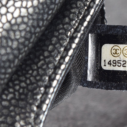 Chanel Metallic Caviar Half Moon Wallet On Chain WOC Dark Silver 8 of 9