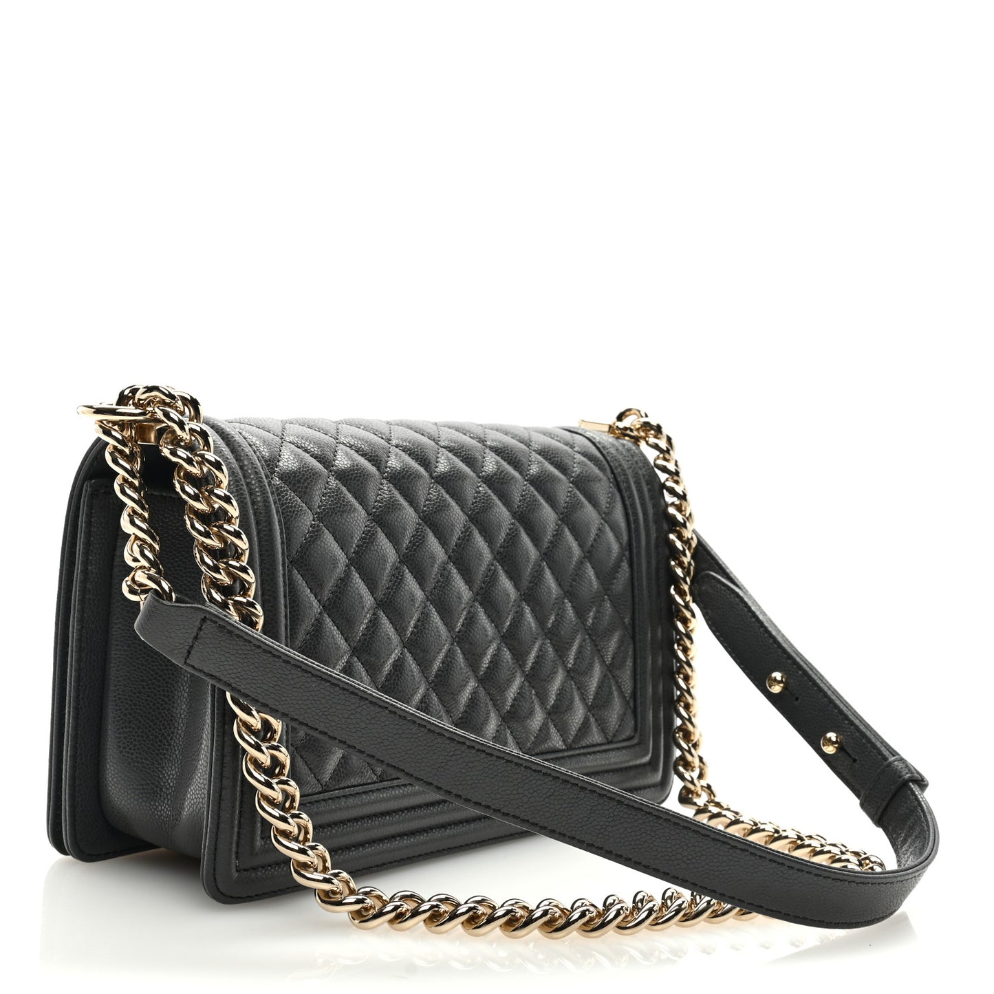 Caviar Quilted Medium Boy Flap Dark Grey