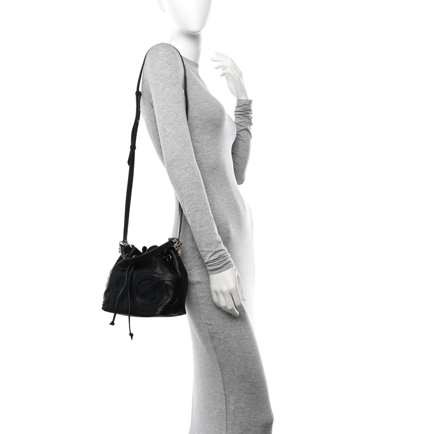 Jimmy Choo Grainy Calfskin Juno Bucket Bag Black 2 of 9
