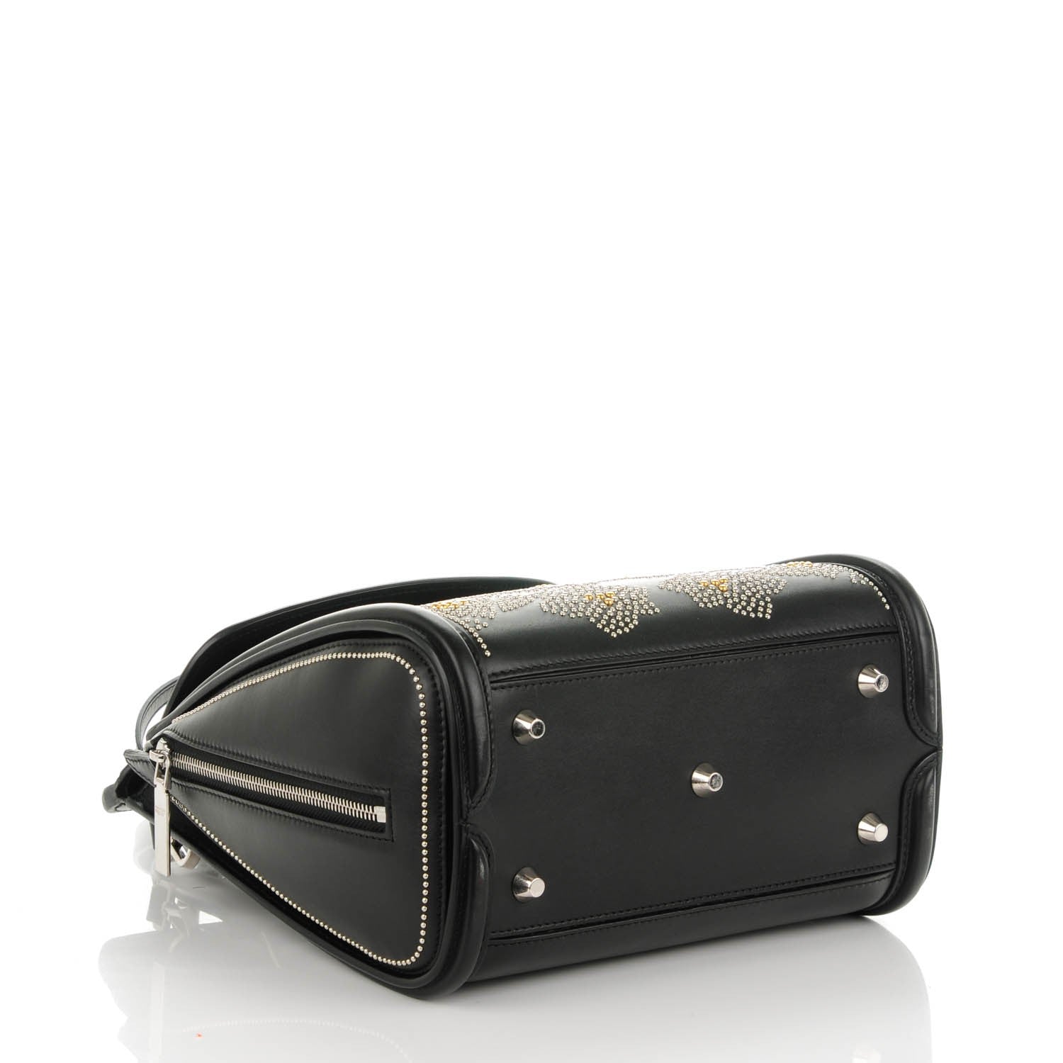 Alexander McQueen Calfskin Floral Studded Small Heroine Black 4 of 7