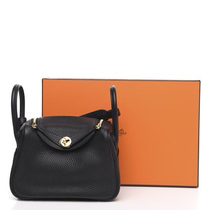Hermes Taurillon Clemence Mini Lindy 20 Black 8 of 8