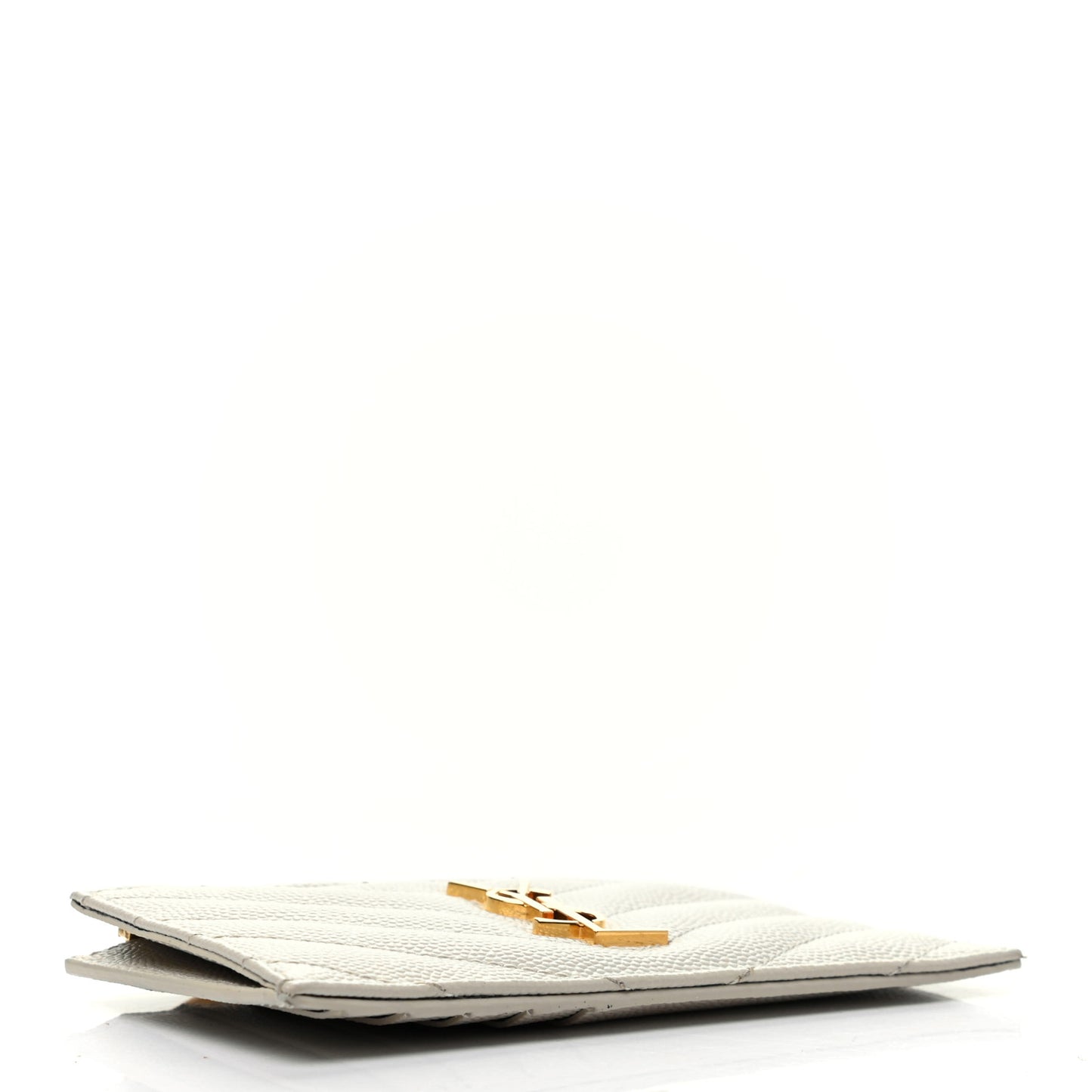 Grain De Poudre Matelasse Chevron Monogram Fragments Zippered Card Case Crema Soft