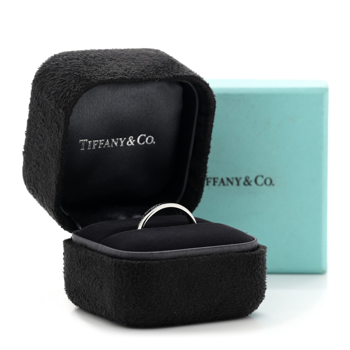 Platinum 3mm Logo Band Ring 54 7