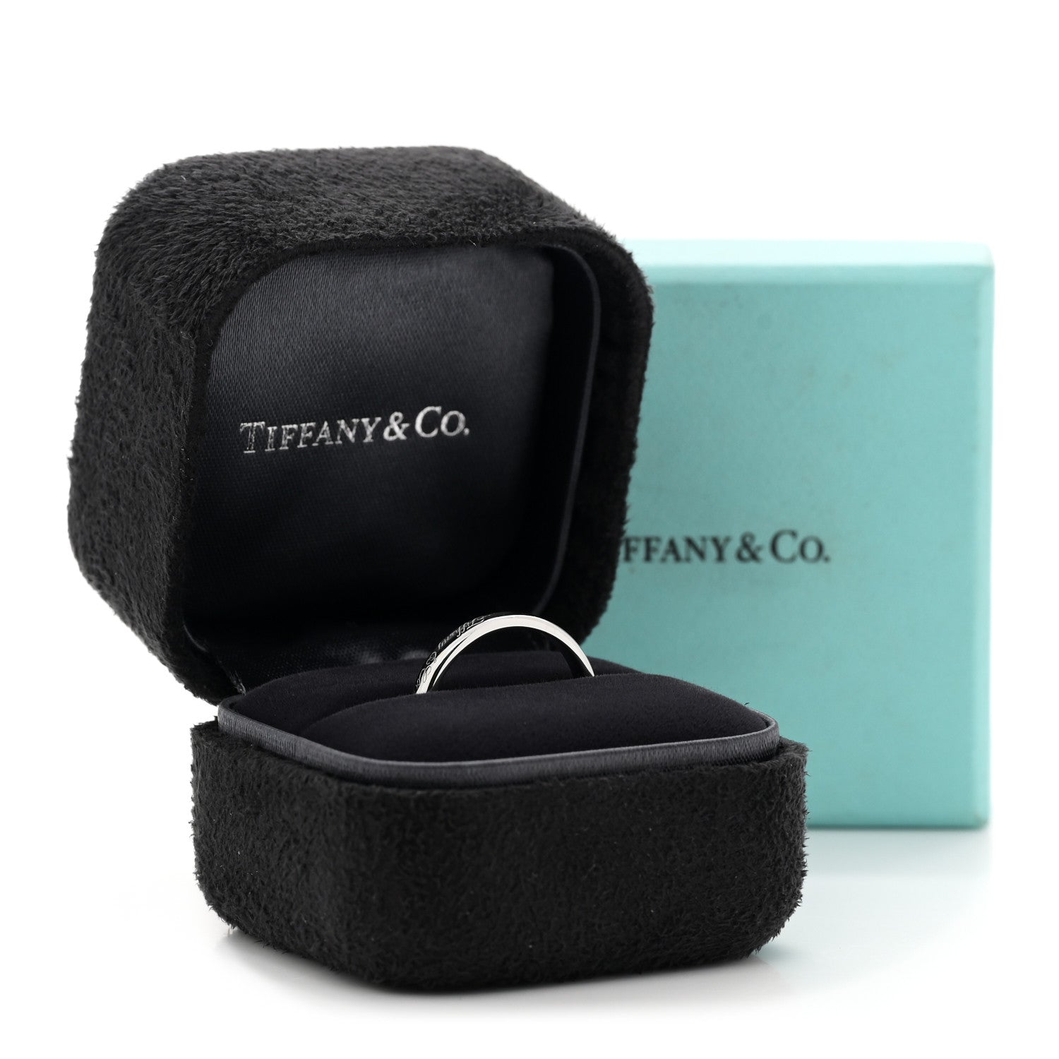 Tiffany Platinum 3mm Logo Band Ring 54 7 5 of 5