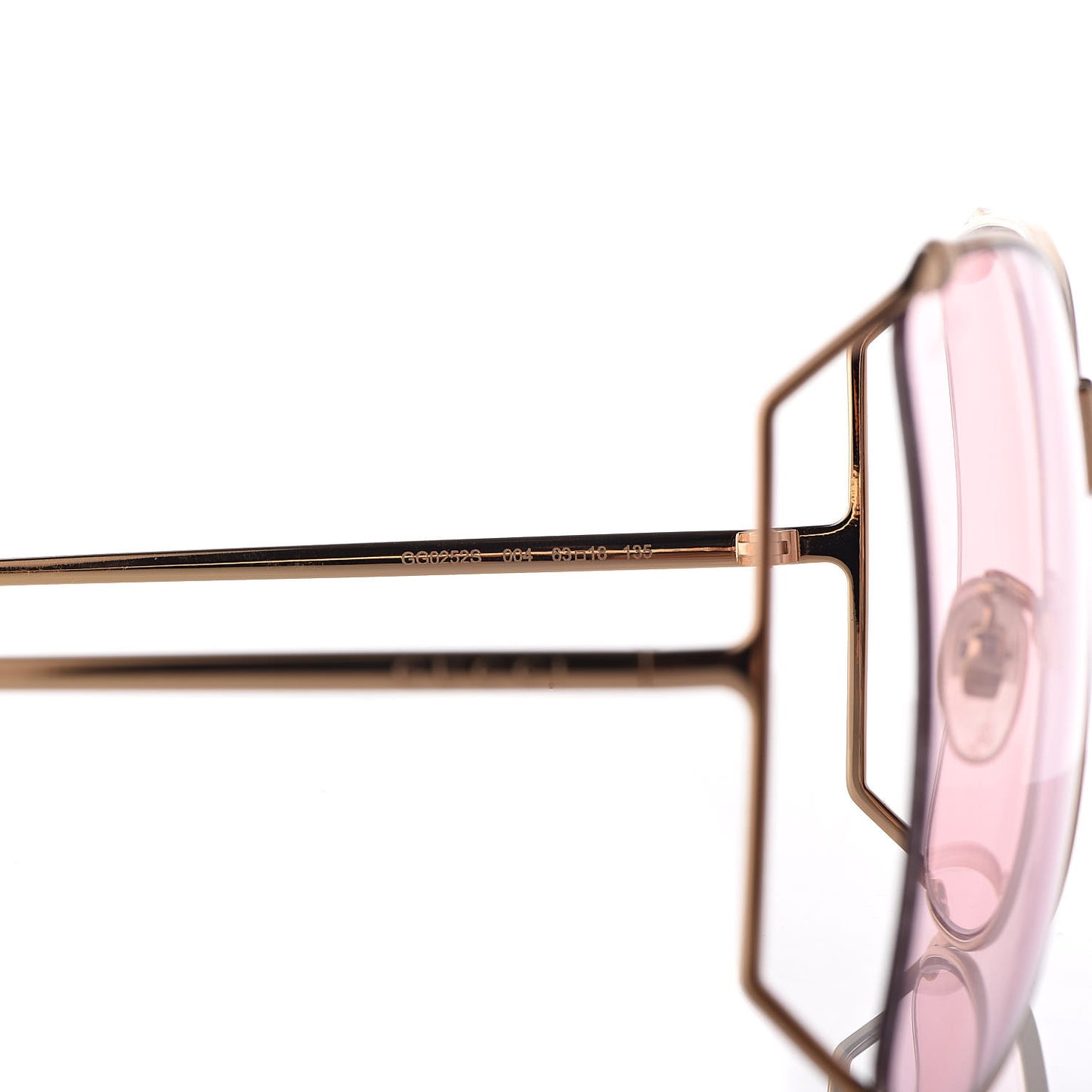 Oversized Round Sunglasses GG0252S Gold Brown