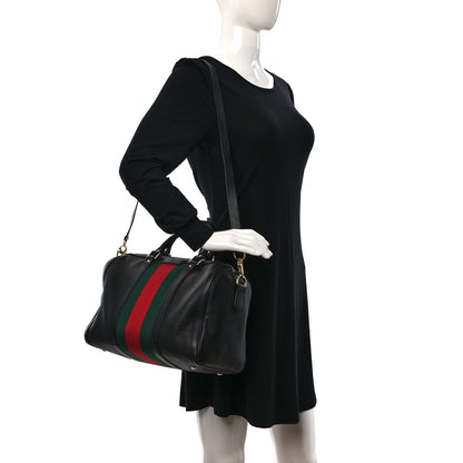 Gucci Calfskin Vintage Web Medium Boston Black 2 of 12