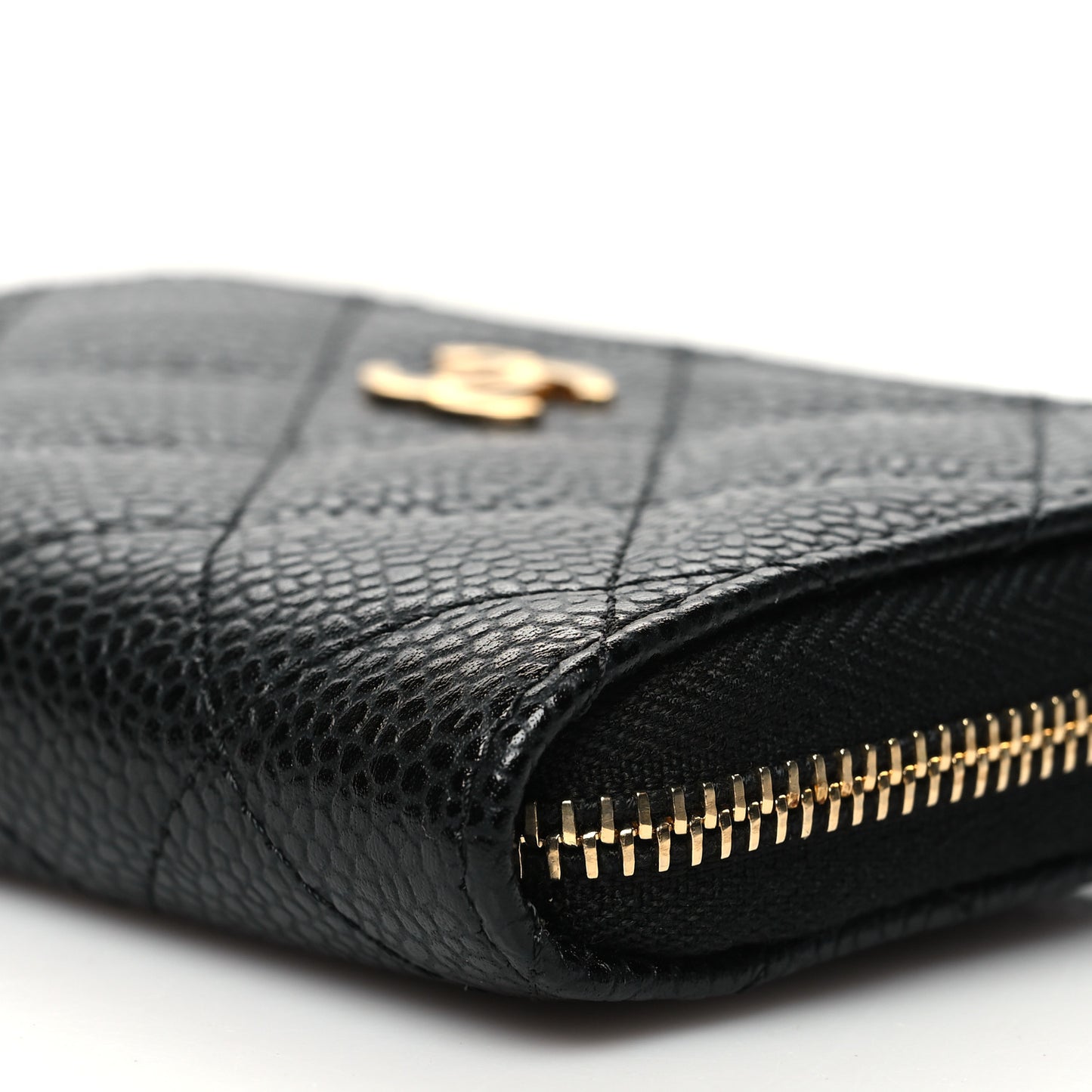 Caviar Quilted Classic Zipped Coin Purse Black