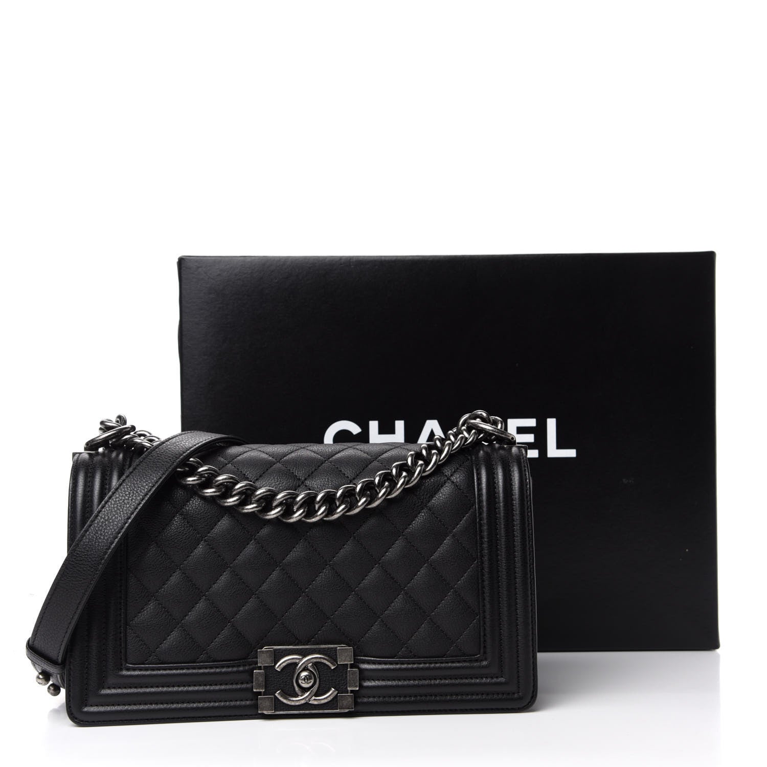 Chanel Calfskin Quilted Medium Boy Flap Black 12 of 12