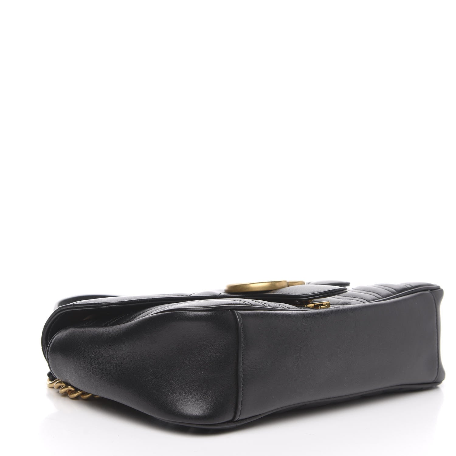 Gucci Calfskin Matelasse Small GG Marmont Shoulder Bag Black 3 of 13