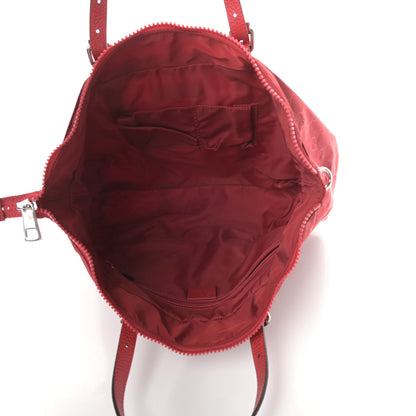 Gucci Nylon Monogram Dollar Calfskin Tote Vibrant Red 5 of 9