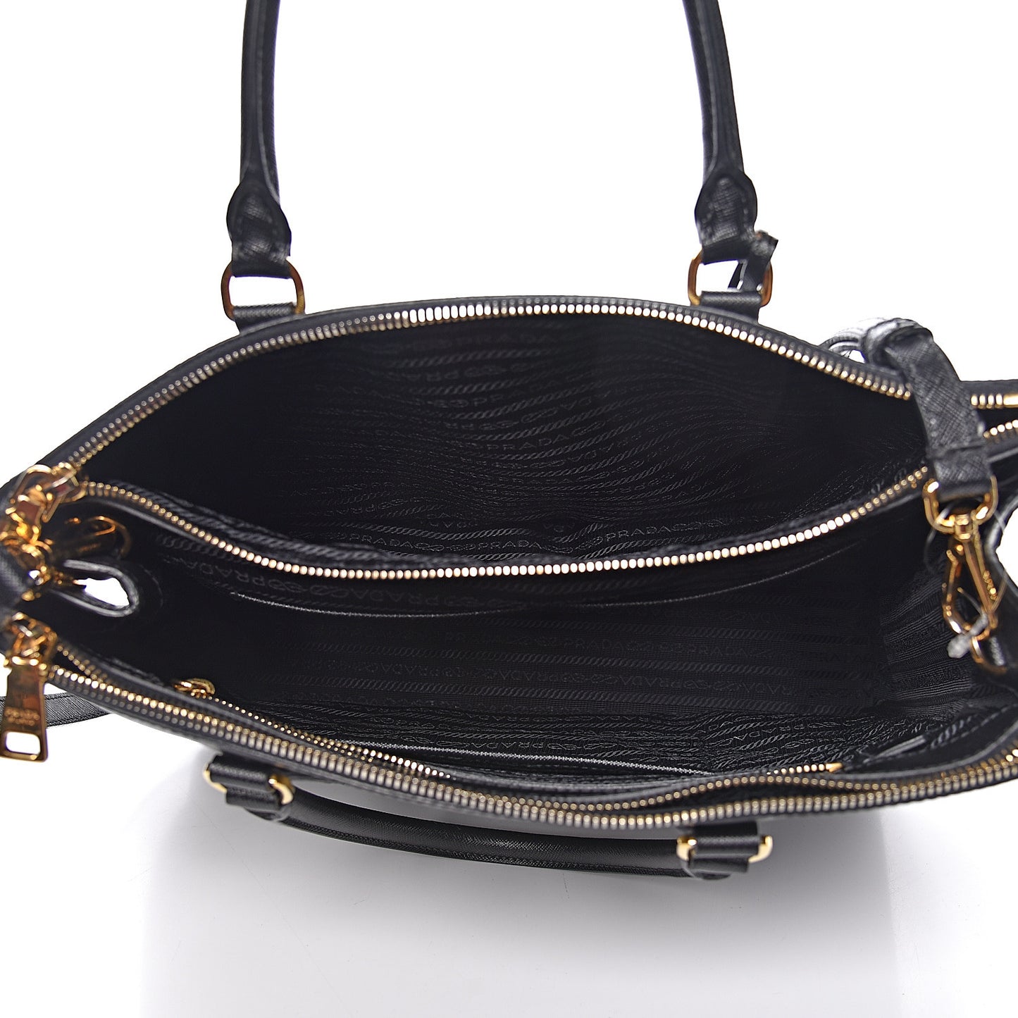 Saffiano Medium Galleria Double Zip Tote Black
