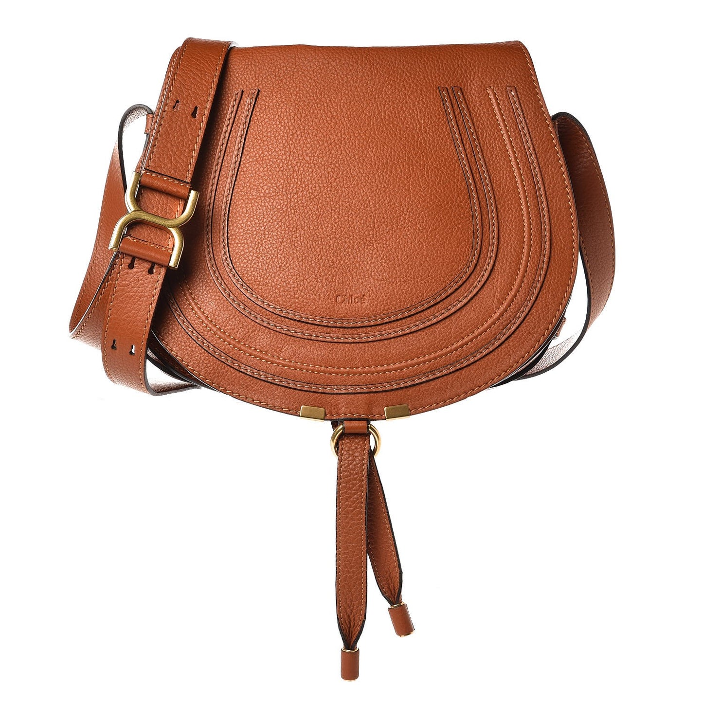 Calfskin Medium Marcie Round Crossbody Bag Tan