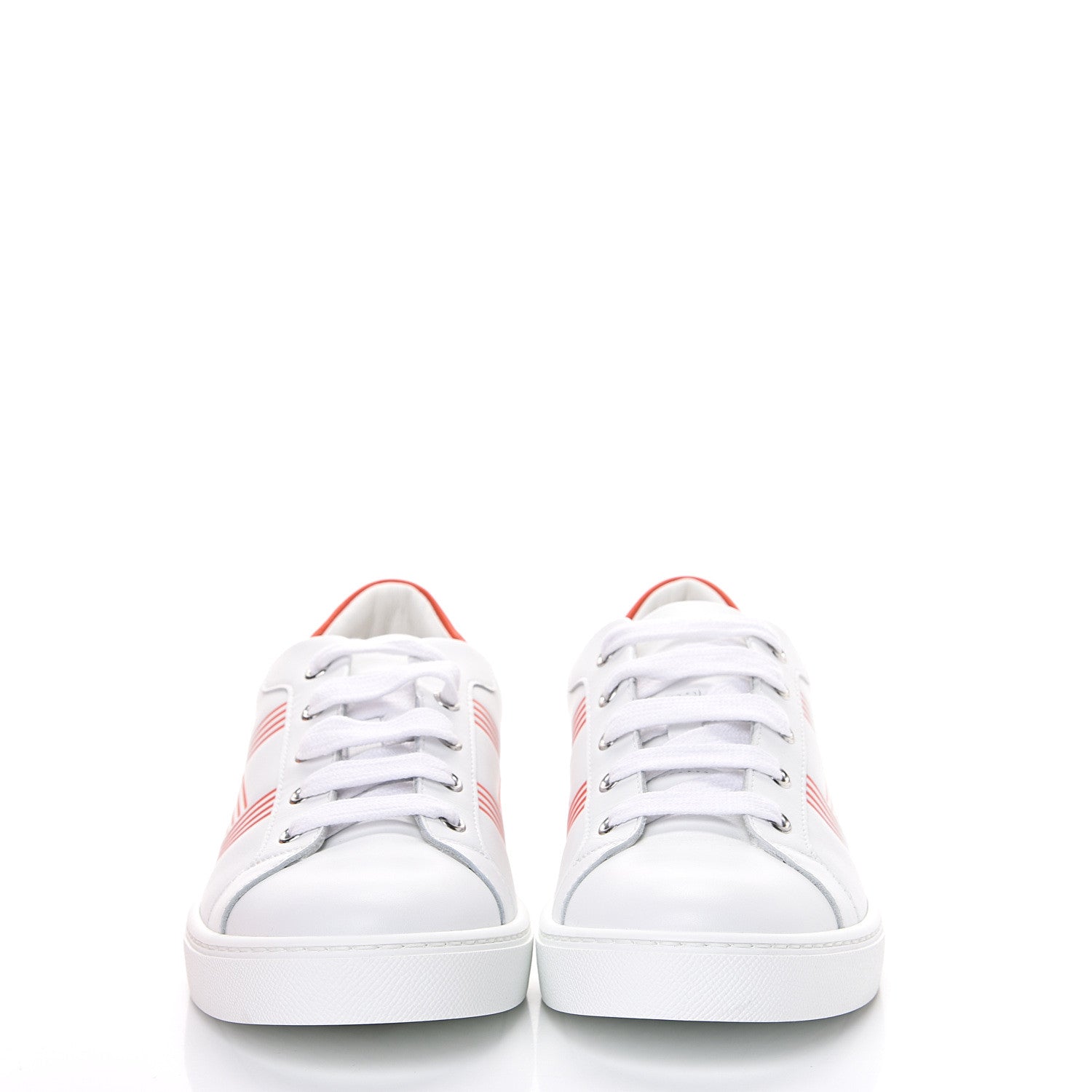 Hermes Calfskin Womens Advantage Sneakers 41 White Orange 2 of 8