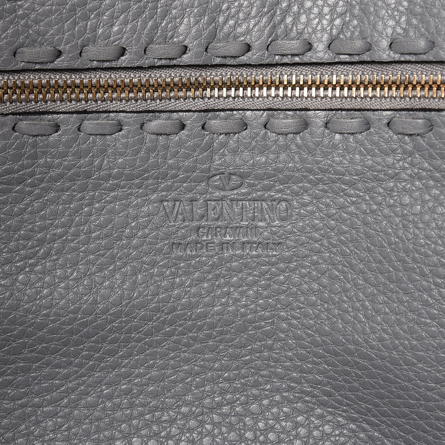 Valentino Garavani Grained Calfskin C-Rockee Fringe Tote Grey 6 of 8