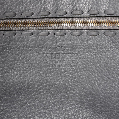 Valentino Garavani Grained Calfskin C-Rockee Fringe Tote Grey 6 of 8