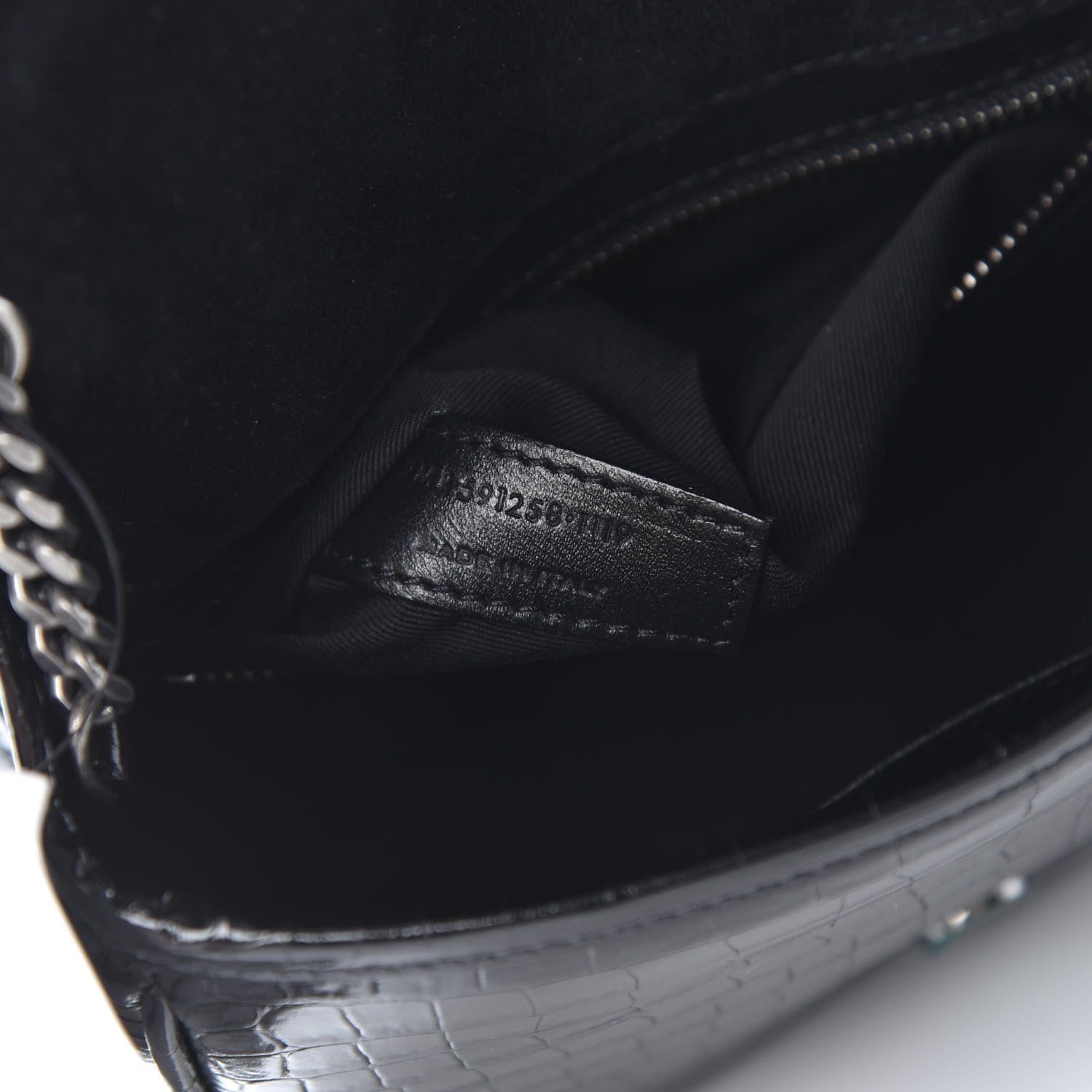 Saint Laurent Crocodile Embossed Lambskin Matelasse Monogram Niki Chain Wallet Black 7 of 10