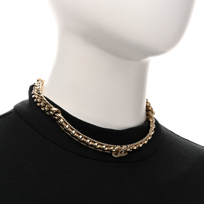 Chanel Metal Crystal Bead Chain Link CC Choker Necklace Gold 2 of 5