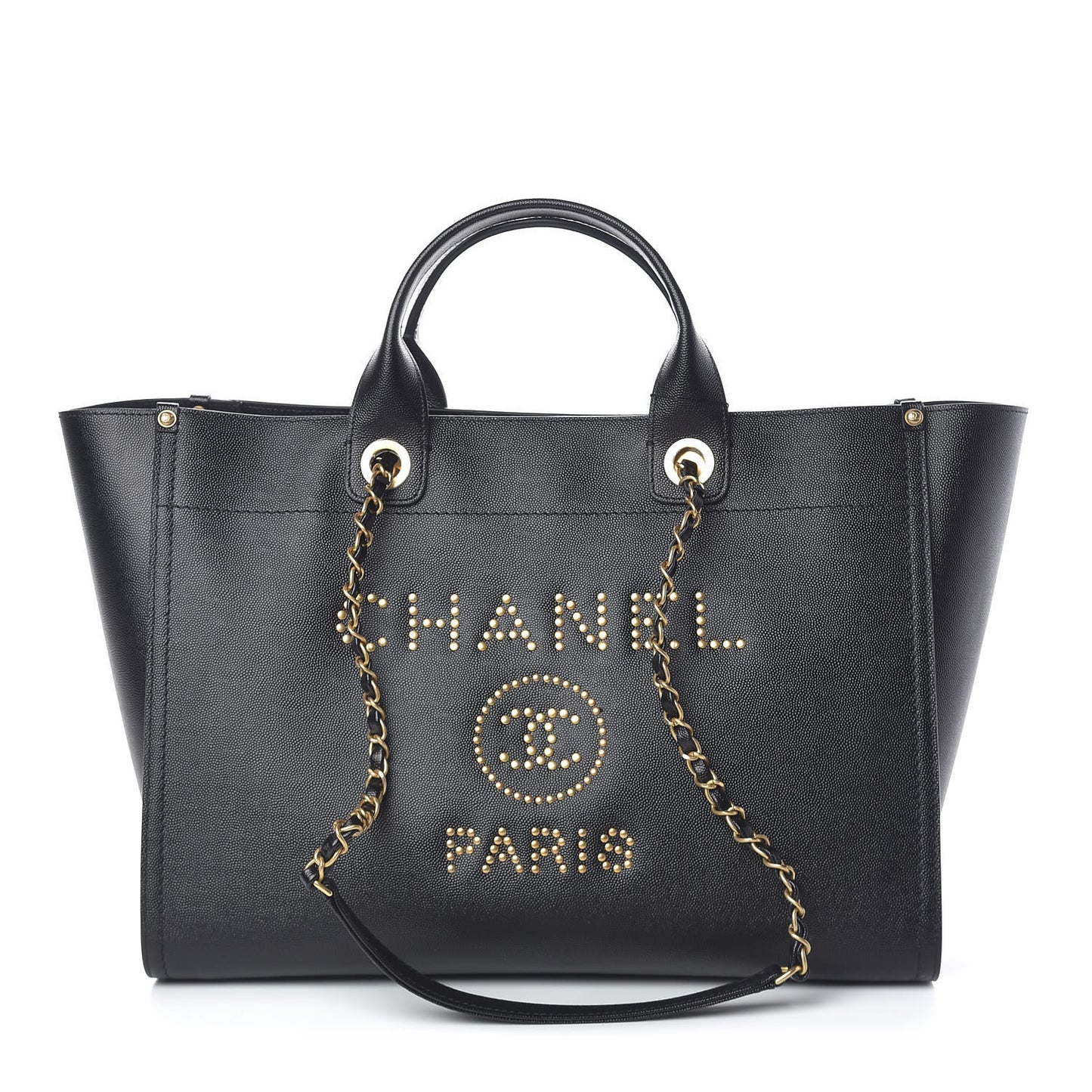 Caviar Large Studded Deauville Tote Black
