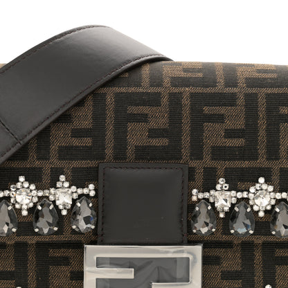 Fendi Fabric Jacquard FF 1974 Crystal Embellished Baguette Tobacco Moro Multicolor 8 of 10