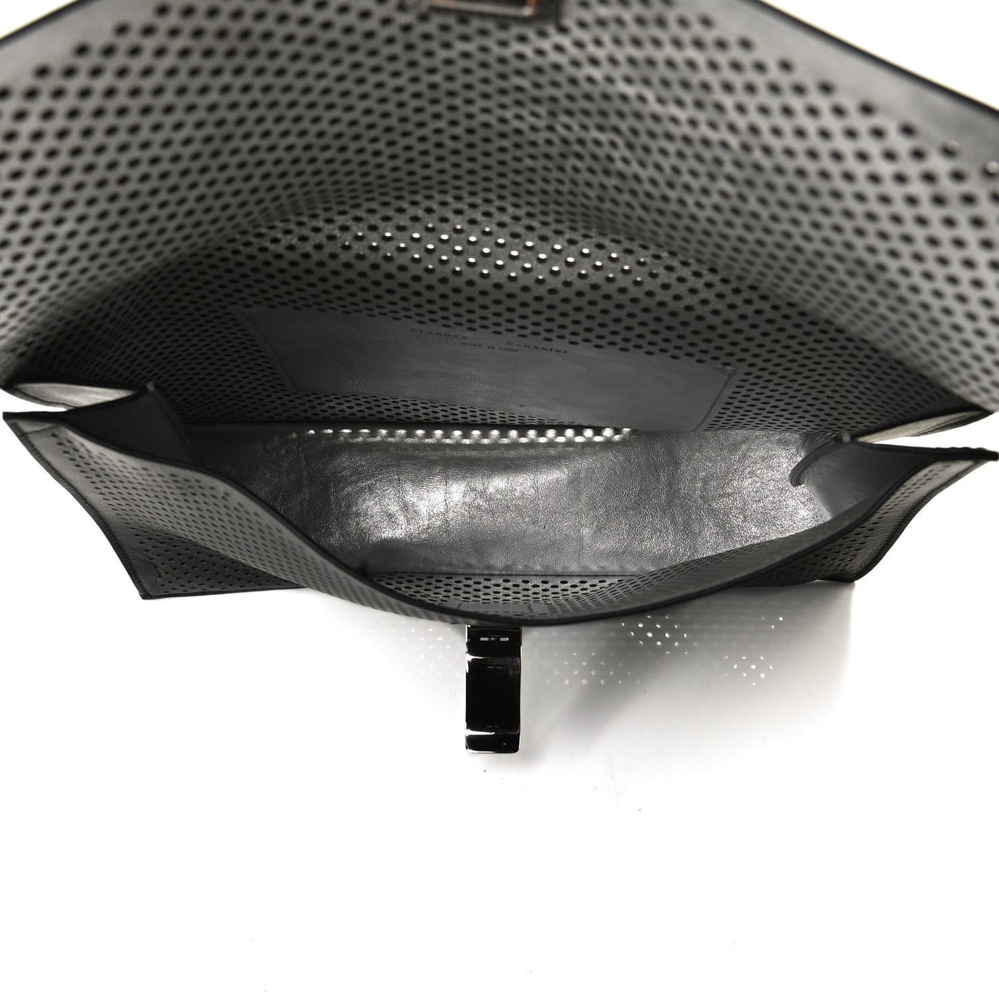 Lambskin Perforated Small Lunch Bag Clutch Black