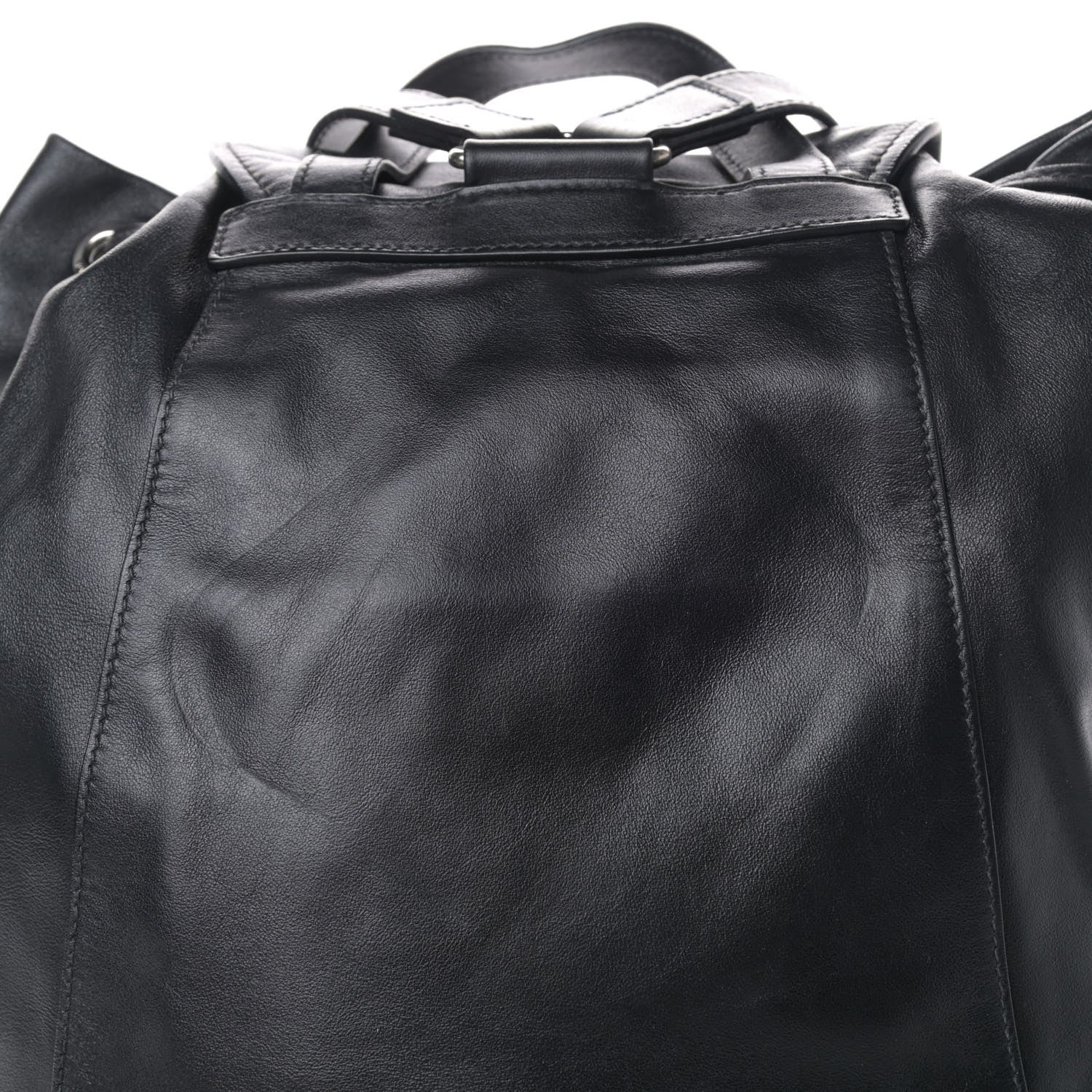 Prada Soft Calfskin Cinch Backpack Black 7 of 8