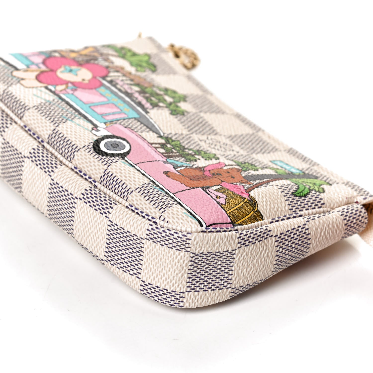 Louis Vuitton Damier Azur 2021 Christmas Animation Hollywood Mini Pochette Accessories Fuchsia 10 of 12