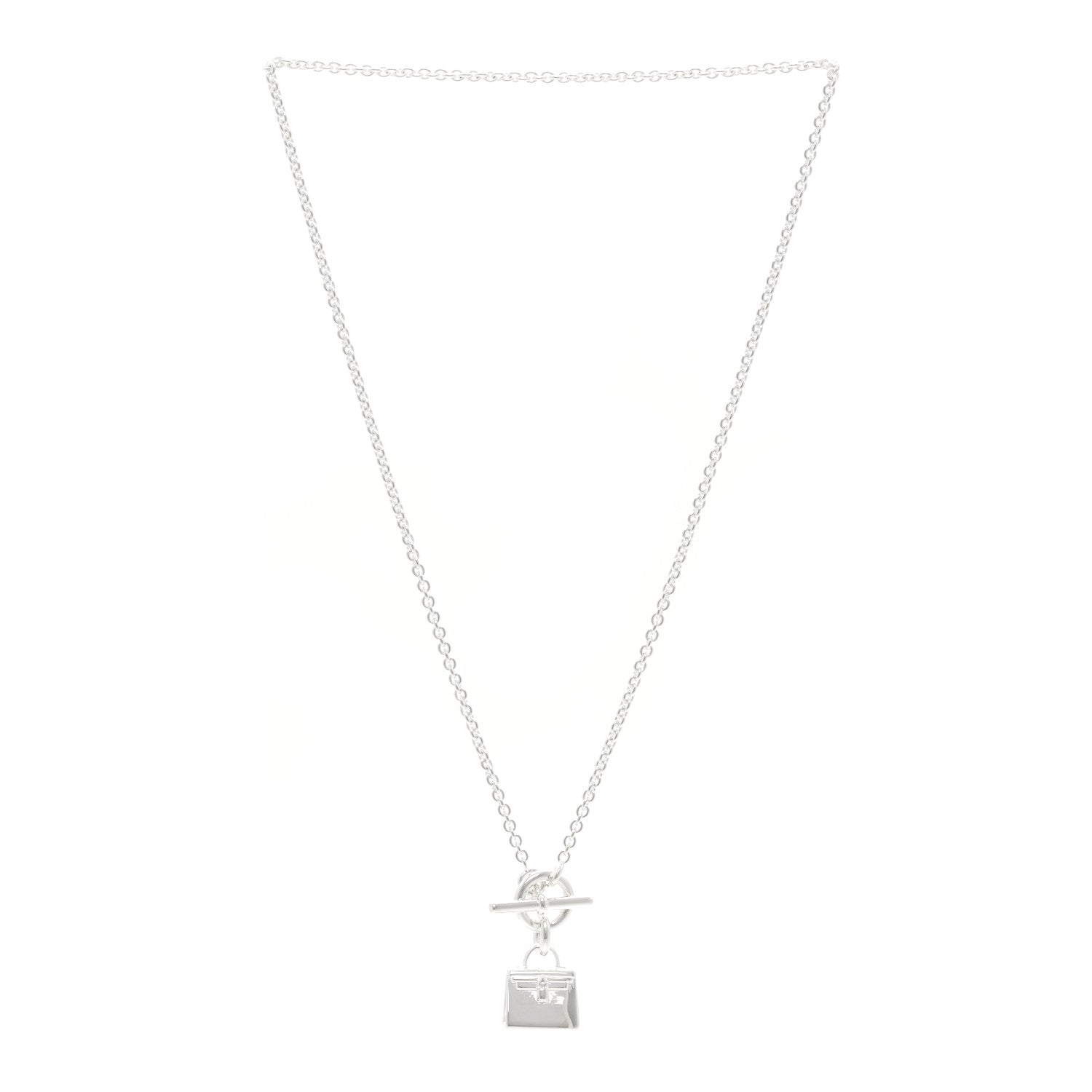 Hermes Sterling Silver Kelly Charm Pendant Necklace 3 of 5