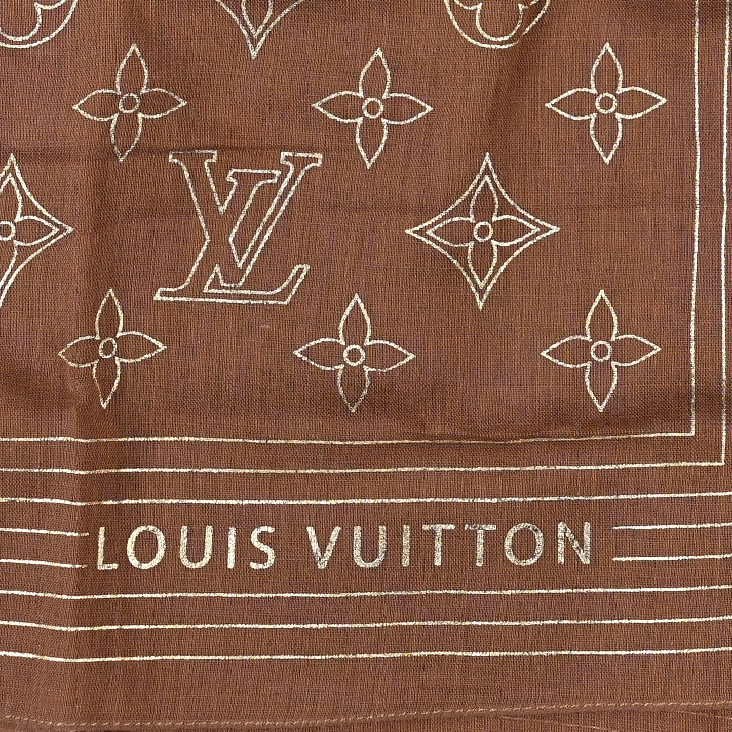Cotton Monogram Square Scarf Brown